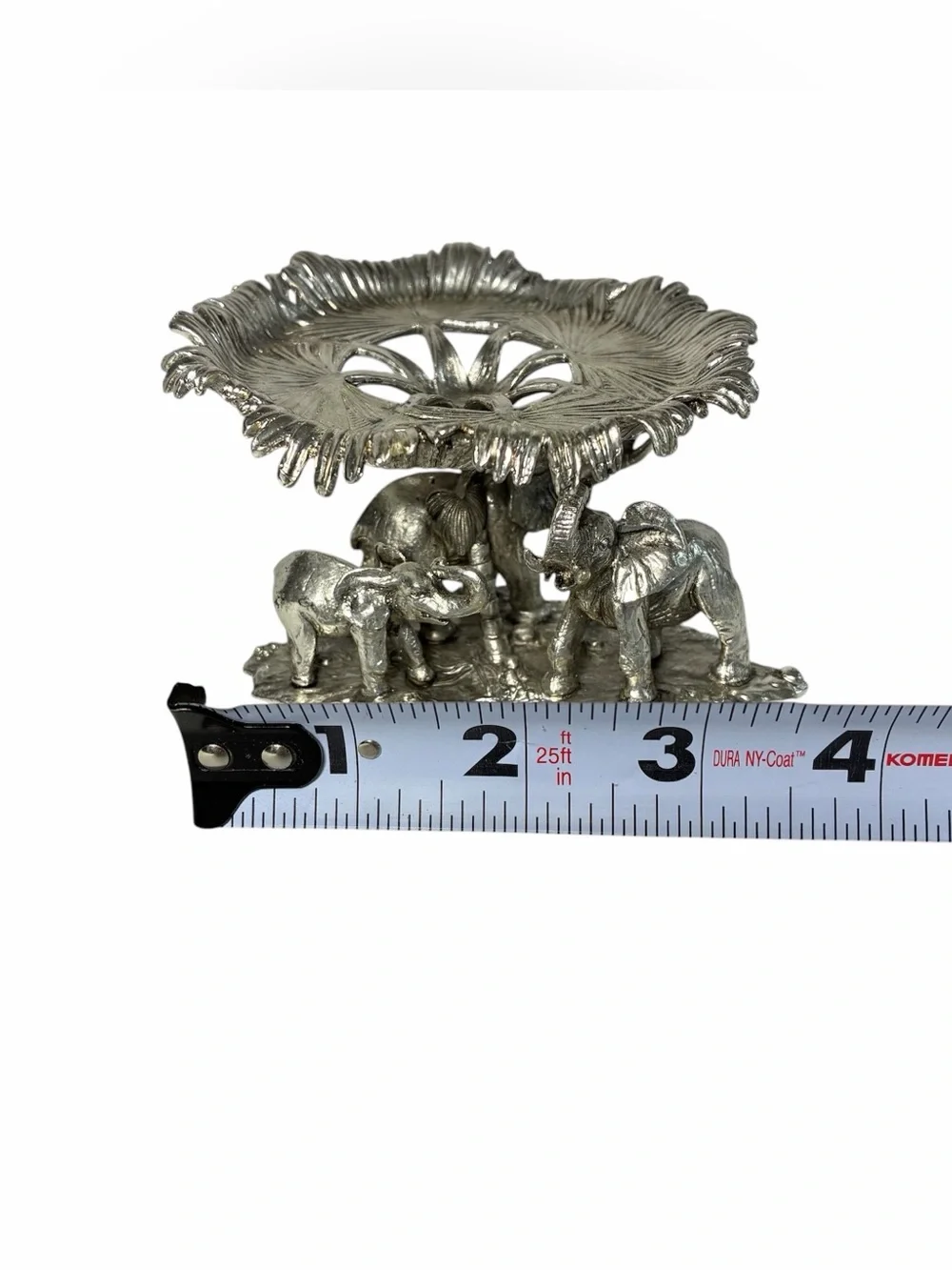 Arthur Court 1999 Aluminum Elephant Family Palm Leaf Candle Holder 4.5”